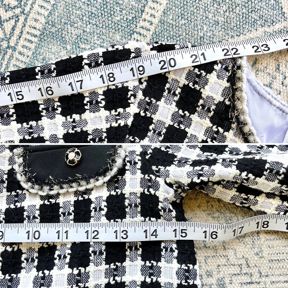 NWOT Girls Houndstooth Coat and Dress Set Black & White Tulle Twill Size 10 - Picture 7 of 11